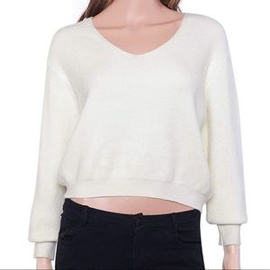 V Neck Knit Cropped Sweater